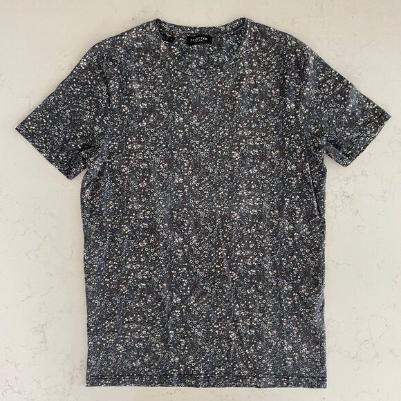 Selected Homme SLHALEX Small Flowers SS Crew Nk T Shirt Blue Wht Brown Sz M NWOT - Picture 1 of 11
